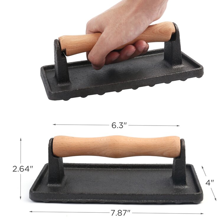 LotFancy Cast Iron Non-Stick Dishwasher Safe Grill Press - Wayfair